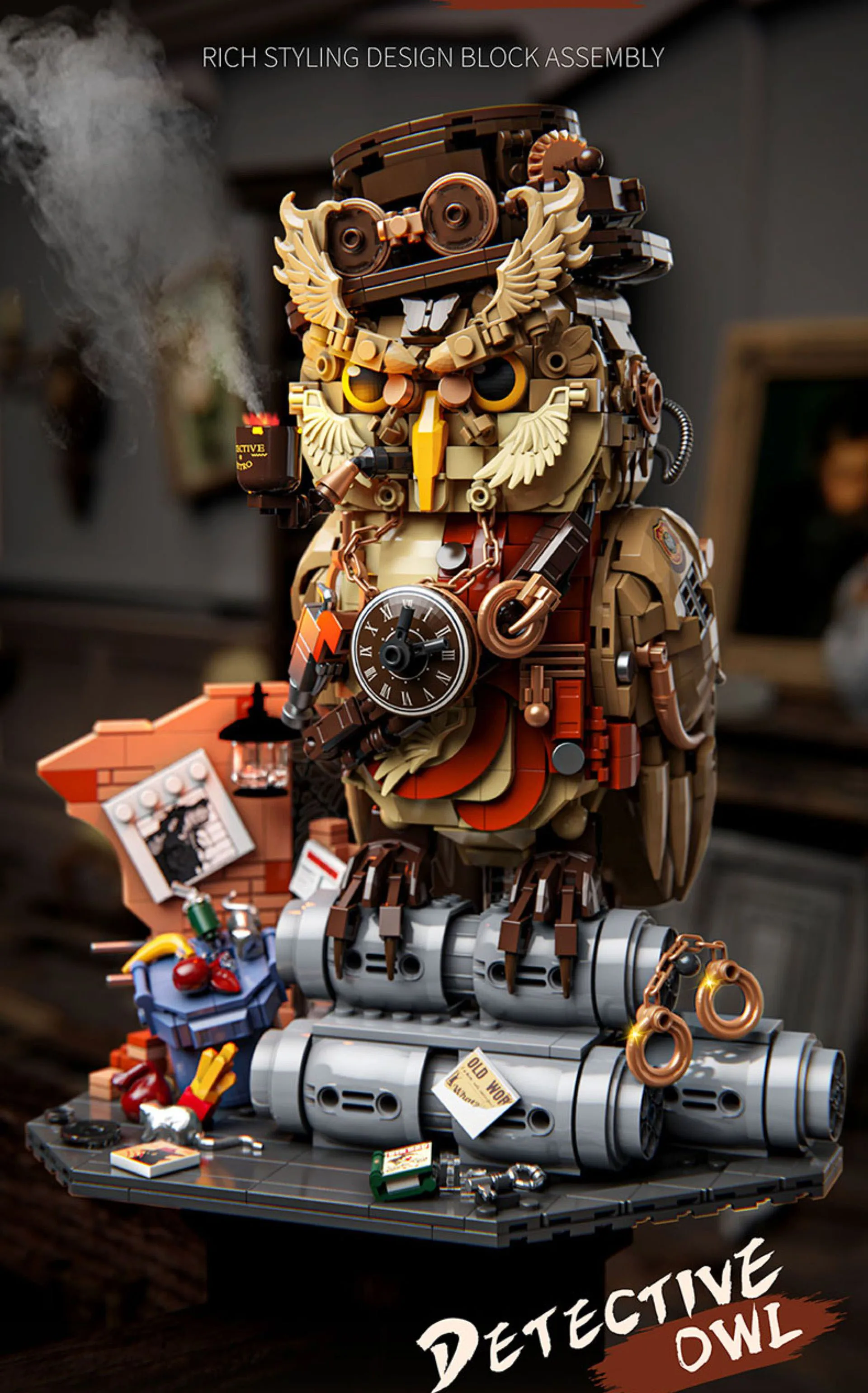 Idea Tier-Baustein-Modellsets Cyber-Detektiv-Eule Konstruktionsbausteine STEM-Lernspielzeug Sammlung für Geschenke – Detail 4