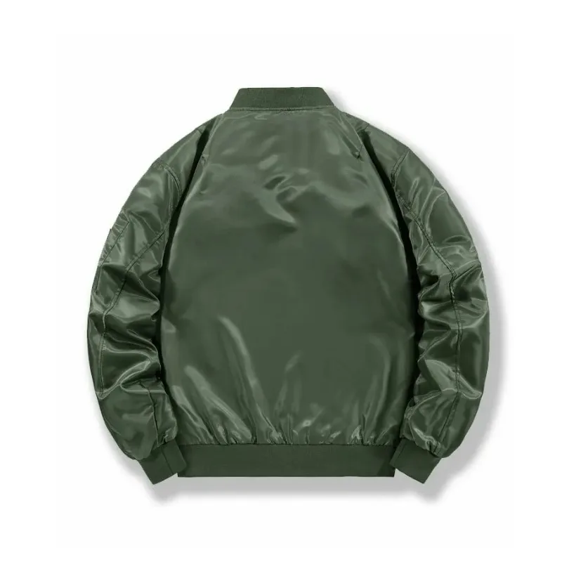 KIDWHXR Herbst-Bomberjacke für Herren, Lässige Baseball-Jacke, Streetwear mit Stehkragen und Reißverschluss, Lockere Herrenjacke mit Langen Ärmeln – Detail 3