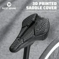 WEST BIKING 3D Printed Saddle Cover Zoned Shock-Absorbing Hollow Breathable Road Bike Ultralight Comfortable Seat Cushion