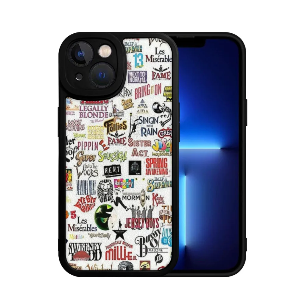 Phone Case For iPhone 15 Pro Max Plus Soft  Silicone Cover Musical Logos Collage