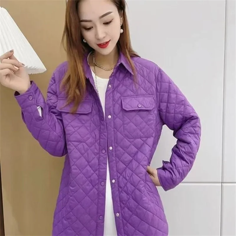 

Cotton Clothing Shirt Coat Female 2024 Autumn New Fashion Loose Matching Hing-lattice Cardigan Leisure Tooling Clip Cotton Top