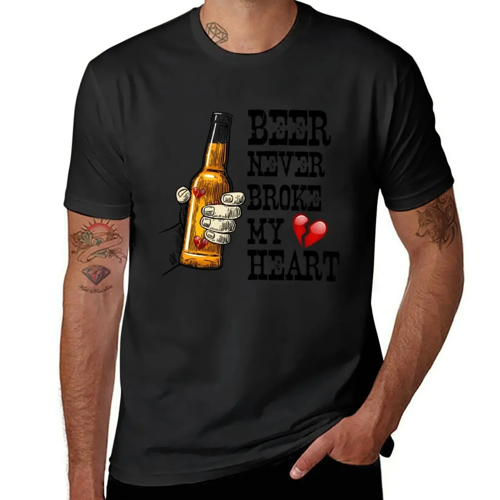 Beer Never Broke My Heart Fitted V-Neck T-Shirt summer top anime t shirts blanks shirts men graphic