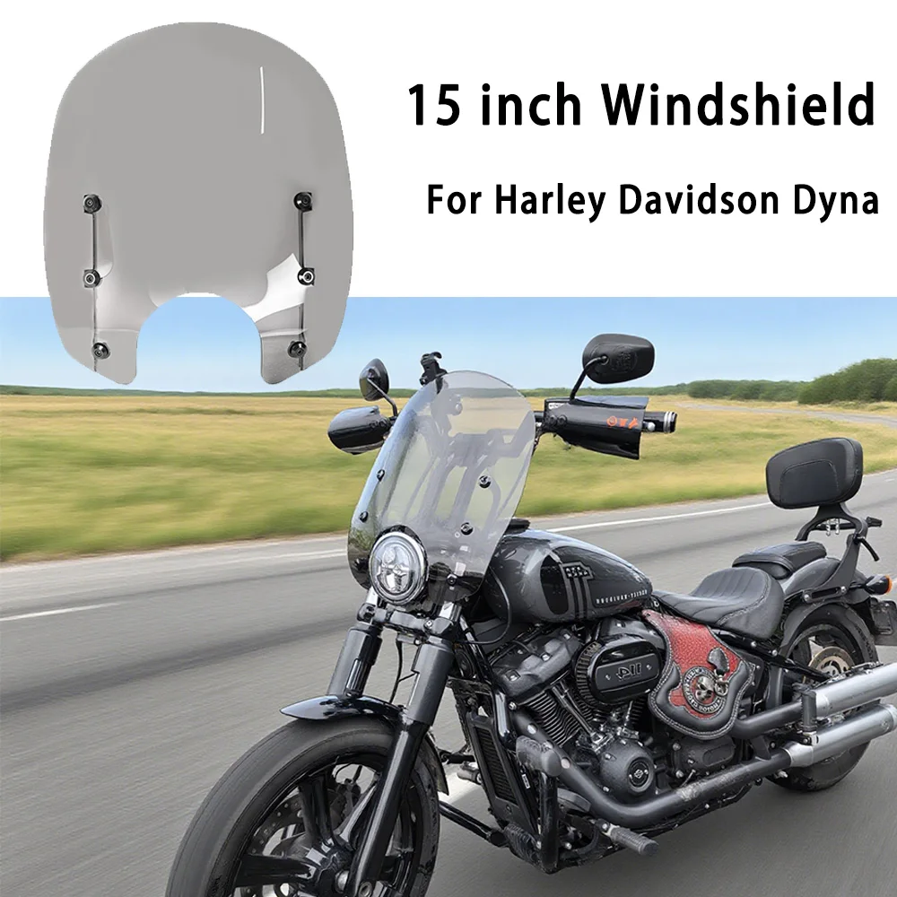 

Smoke 15 inch Acrylic Windshield Windscreen 49mm Clamp for Harley Davidson Dyna 2006-2017 Street Bob Softail Motorcycle Parts