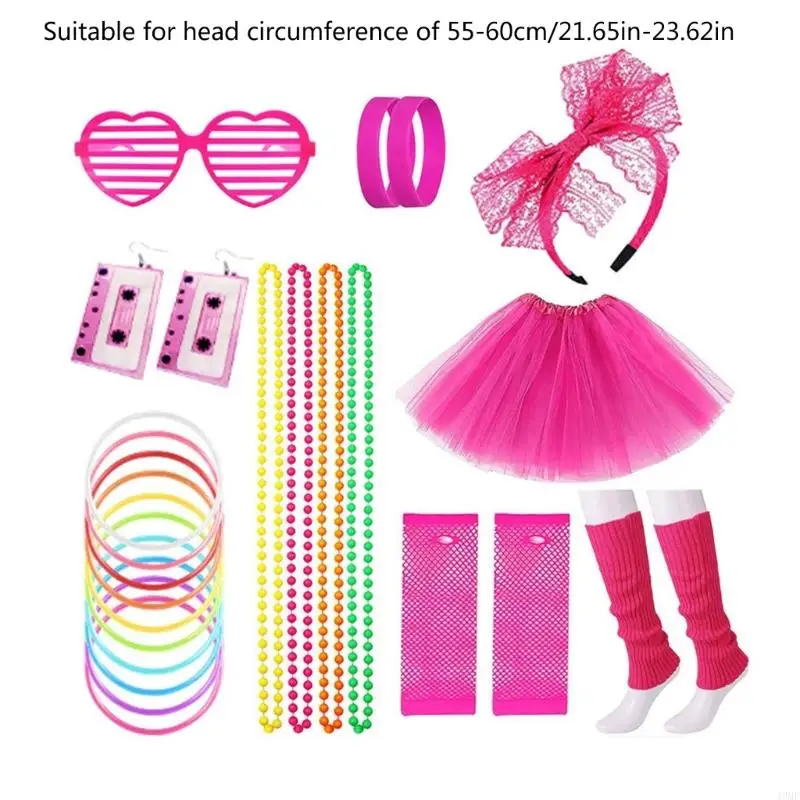 49mf 80s เครื่องแต่งกายอุปกรณ์เสริมสำหรับผู้หญิงชุดแฟนซีลูกไม้ต่างหูแถบคาดศีรษะ