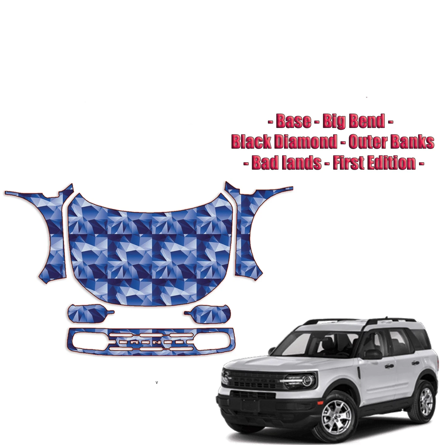 

For Ford Bronco Sport 2021-2025 TPU Pre-cut PPF Kit Scratch-resistant Transparent Front Bumper Hood Engine Protective Film