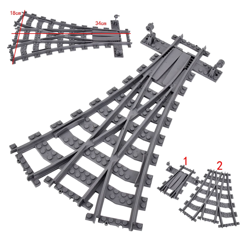 MOC City Train Rail Crossing binari flessibili Forked Straight curvi Rails Switch Building Block mattoni giocattoli creativi fai da te