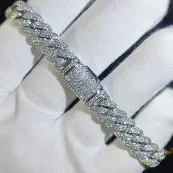 Luksusowa biżuteria Bling CZ Cuban Link Bransoletka Dwurzędowa cyrkonia Miedź Miami Kubańska bransoletka Iced Out Hip Hop Mężczyźni Kobiety