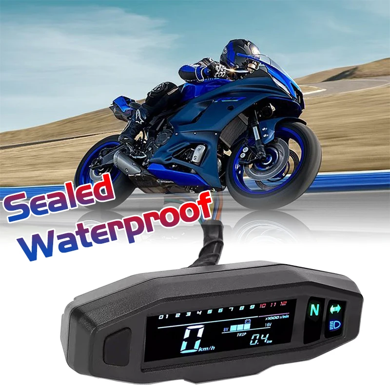 HD Universal Mini RPM Gauge Motorcycle Meter Speedometer Digital Odometer Electric Injection Carburetor Instrument for All Motor