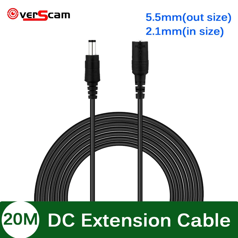 

20 Meters DC 12V Power 20M Extension Cable 5.5mmx2.1mm DC Plug For CCTV Camera 12 Volt Extension Cord