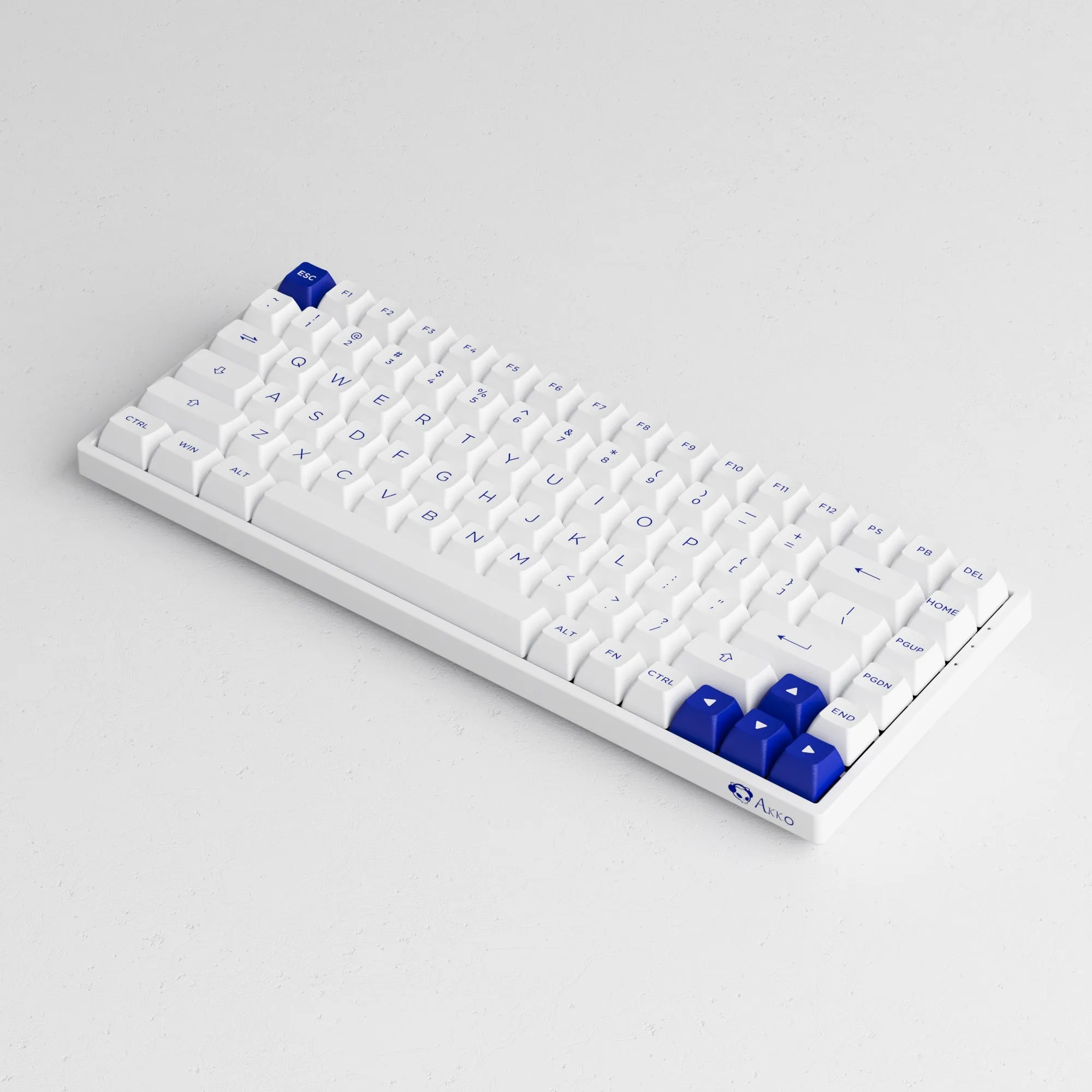 Akko 3084B Plus Blue on White Multi-modes Wired/Bluetooth 5.0/2.4G Wireless RGB Mechanical Keyboard with PBT Double-shot Keycaps