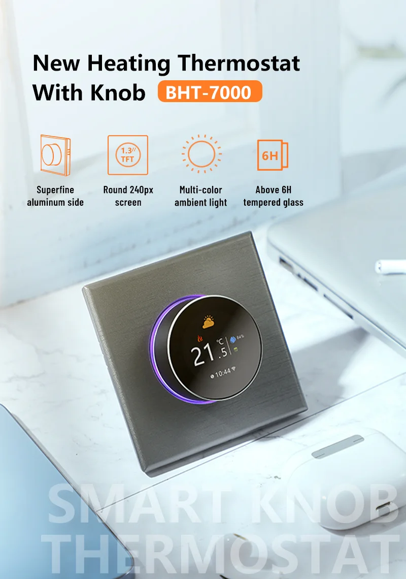 Smart Knob Thermostat BHT-7000 Tuya Floor Heating Controller Digital Wireless Termostato Wifi Smart Thermostat For Heating