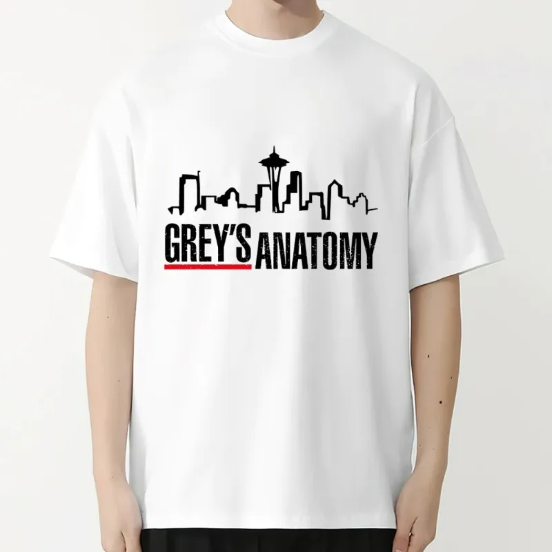 Classic Plot Grey's Anatomy T Shirt Men Couple Combination Women Clothes Short Sleeve Collar Fashion Cotto