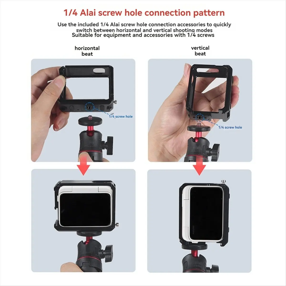 fine For Insta360 GO3 / GO 3S Ultra Light Metal Cage Frame Case Protective Shell Protector Accessories Dual Cold Shoes,B