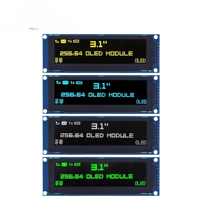 312-インチ-oled-ディスプレイ-312-インチ-256x64-25664-ssd1322-ドライバーグラフィック-lcd-モジュールはんだ付けピン-arduino-c51-用