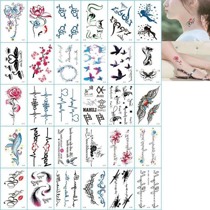 30Pcs/Set Sexy Dark Temporary Tattoo Sticker Waterproof Temporary Tattoo Fake Tattoo Sticker