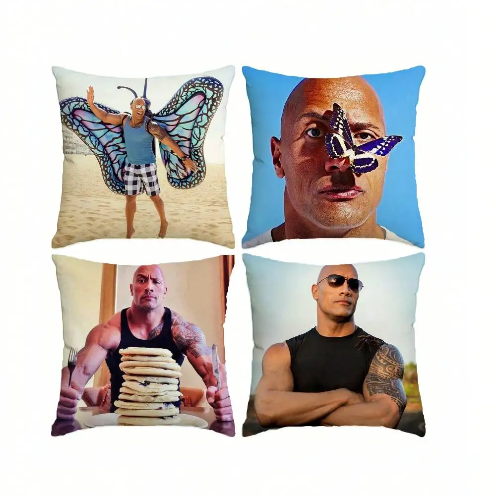 T-The Rock D-Dwayne Johnson Pillow Case Square Double-Sided Sofa Cushion Cover Bedroom Bedside Pillow