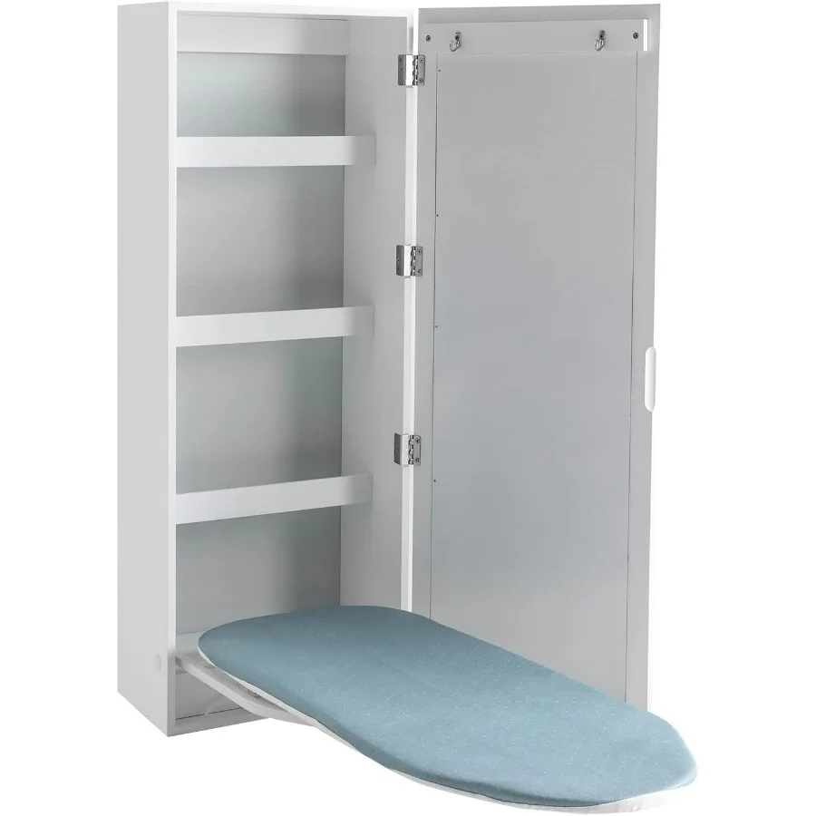 

Wall Mount Ironing Board Cabinet Folding Built in Swivel Ironing Board with Dressing Mirror & Storage Hanging Ironing Board Wall