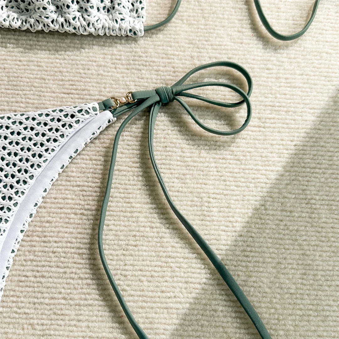 Halterneck-Bikini-Set mit Ausschnitten, zweiteilig, Damen-Badeanzug, Badebekleidung für Frauen, hoch geschnittene Beine, gepolsterter Badeanzug, Badebekleidung, V6989 – Detail 23