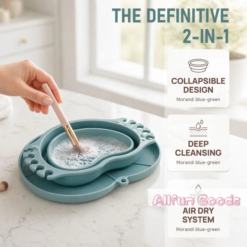 Collapsible Silicone Heart Brush Washing Bucket For Washing Rinsing Paintbrushes And Makeup Brushes With Convenient Storage view 3