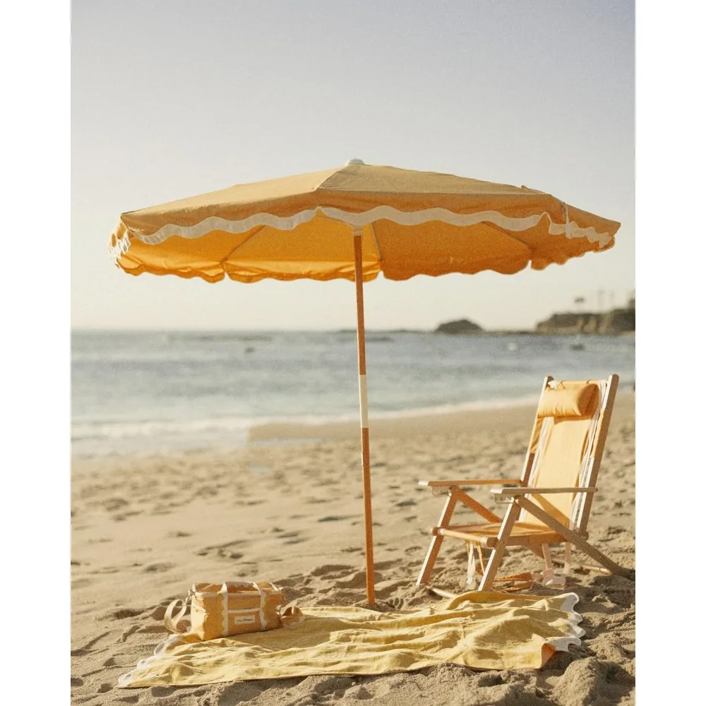 Umbrella - 6.5' Boho Beach, UPF 50+ UV-Resistant Canvas, Premium Wood Pole, Sturdy Yet Lightweight, Outdoor Beach Umbrellas