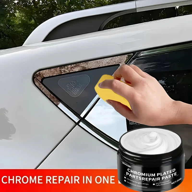 Pasta de Reparação Cromada Profissional - Restaurador de Oxidação de Metal e Pasta de Polimento para Maçanetas de Carro, Janelas, Para-choques - Pasta de Reparação Universal