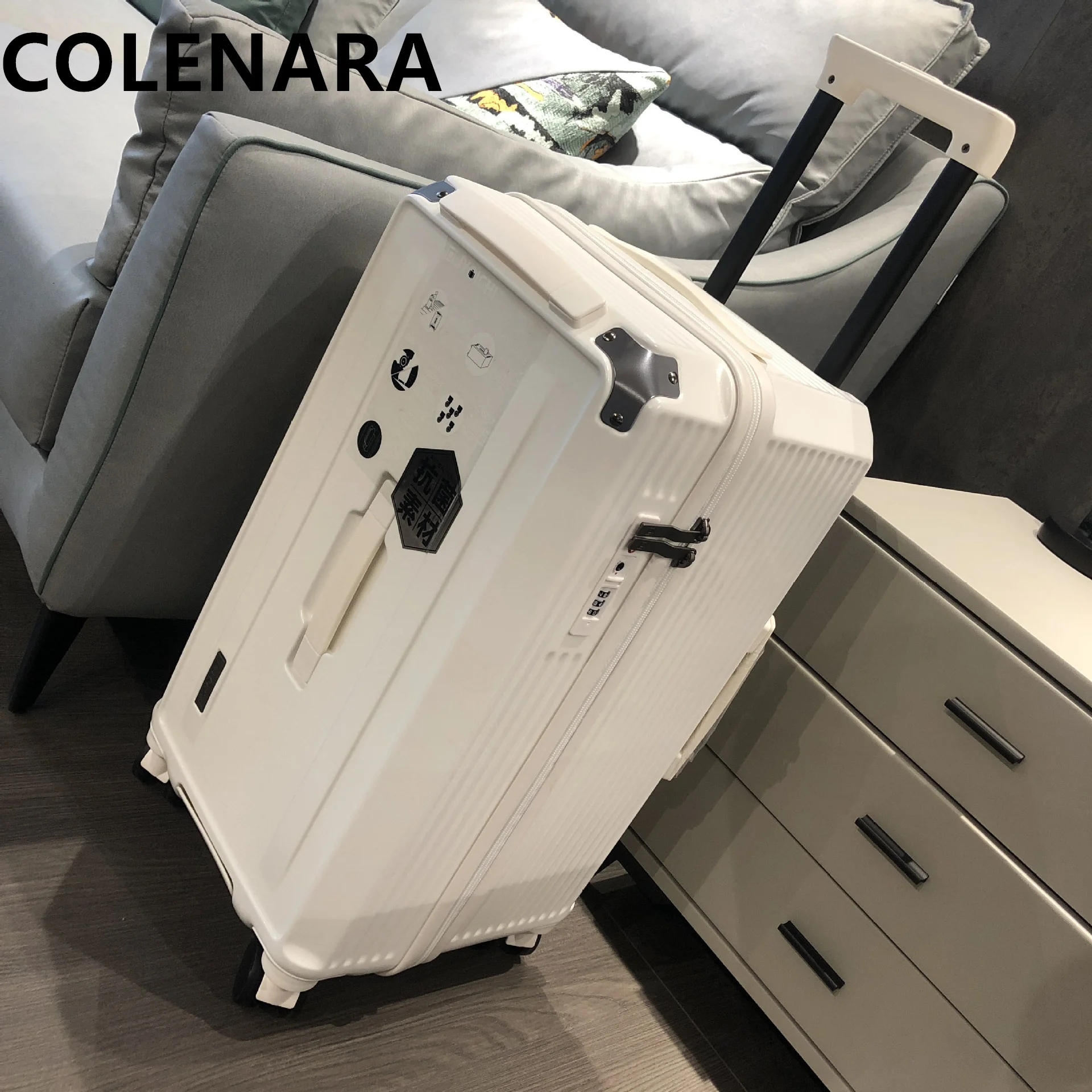 COLENARA-maleta rodante ABS + PC, equipaje a cuadros de 22 \