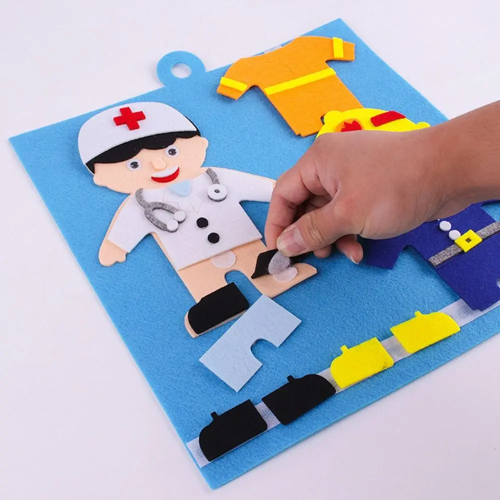 

Lovely Non-woven Fabric Montessori Toy Teaching Aids Dressing Game DIY Felt Toys Handmade Stickers Birthday Gift