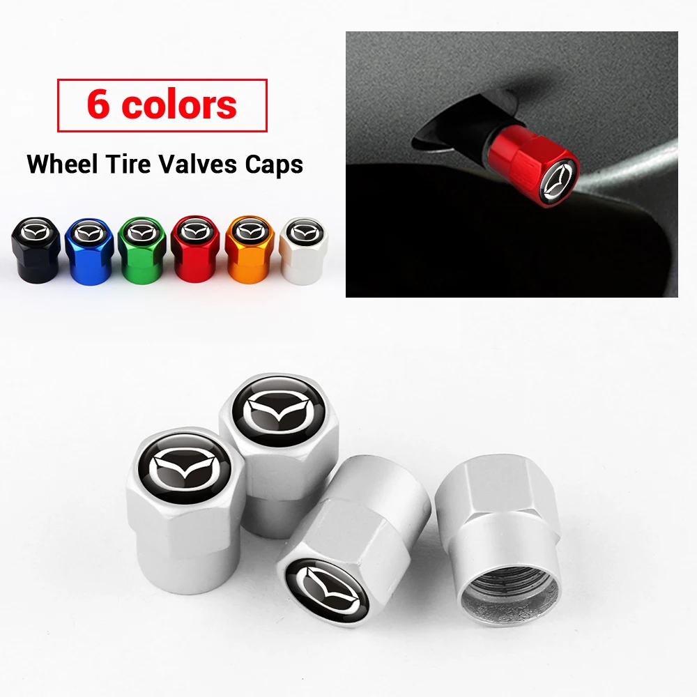 4PCS Alloy Car Tire Valve Cover Air Cover Bolt Fixing Accessories For Mazda 3 5 6 Axela CX5 CX3 Atenza Demio RX7 MX3 MS CX30 CX8