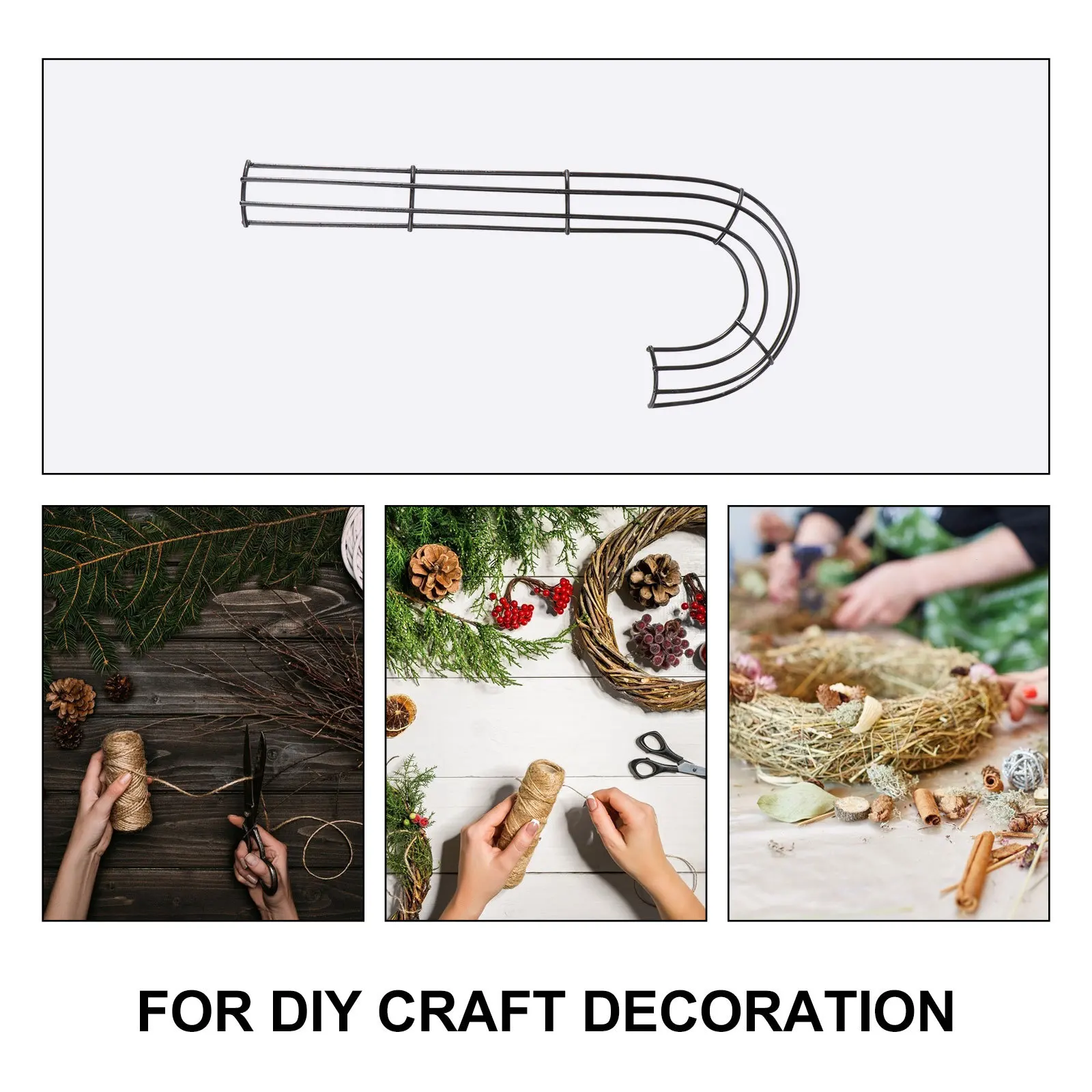 إكليل الحديد الإطار J شكل لتقوم بها بنفسك معلقة هوب لزينة عيد الميلاد زهرة جدار زخرفة المنزل عيد الميلاد حفلة قصب الحلوى نمط الحرف المعدنية