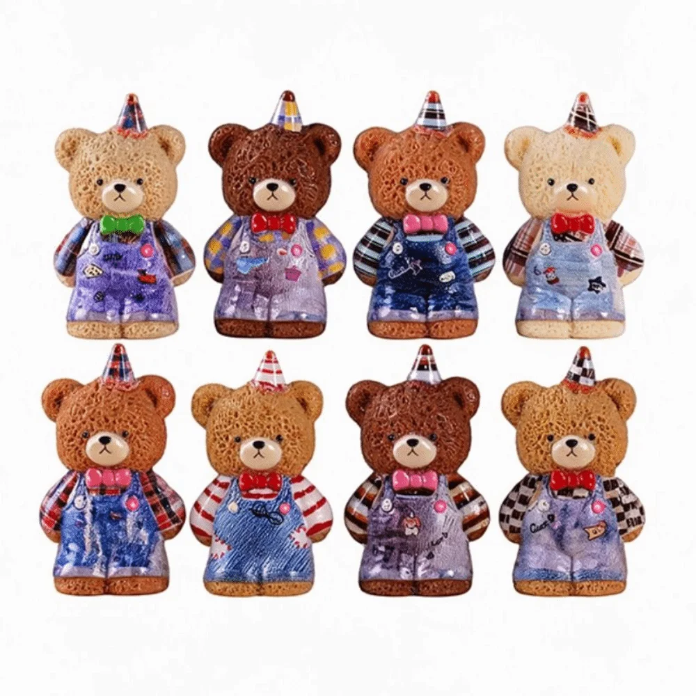 Desk Shelf Decor Resin Little Bear Doll Set Vivid Color Bear Figurine Car Dashboard Ornament Cartoon Cute Bear Statue Home Decor