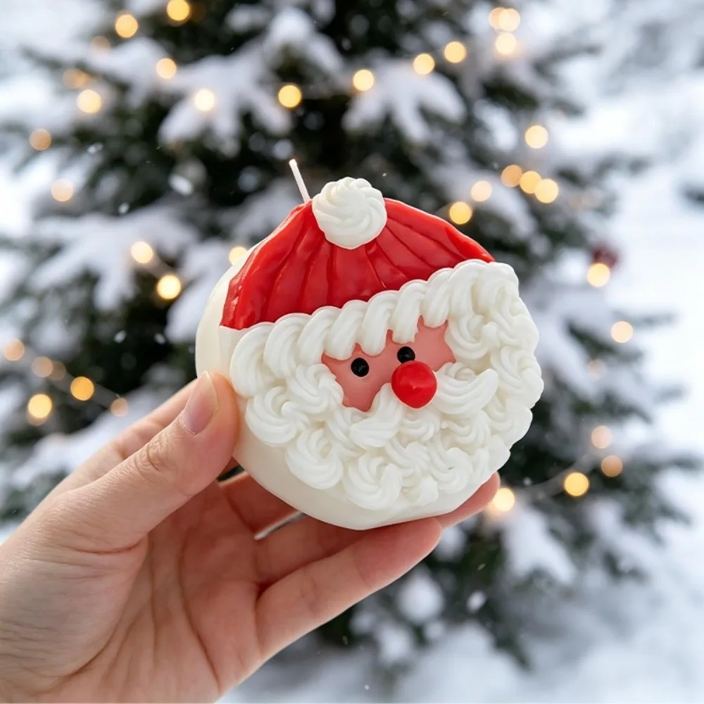 Round/Triangular Shape Christmas Candle Mold Non-Stick Whipped-Cream Texture Plaster Mold Farmhouse Easy Release