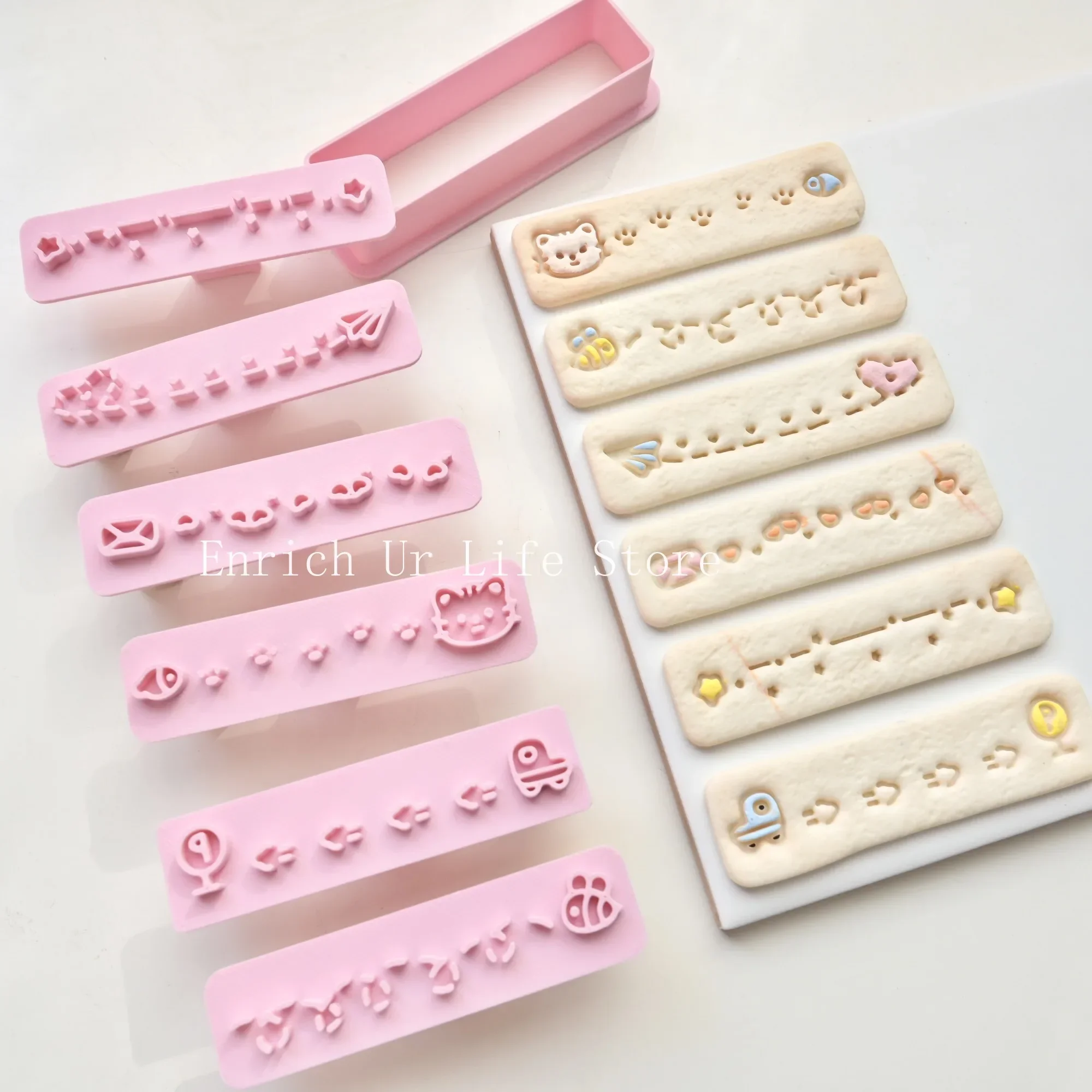 5pcs Biscuit Cookie Plunger Cutters DIY Rectangular Mold Cartoon Animal Cookie Mold Steamed Biscuits Dessert Baking Tools