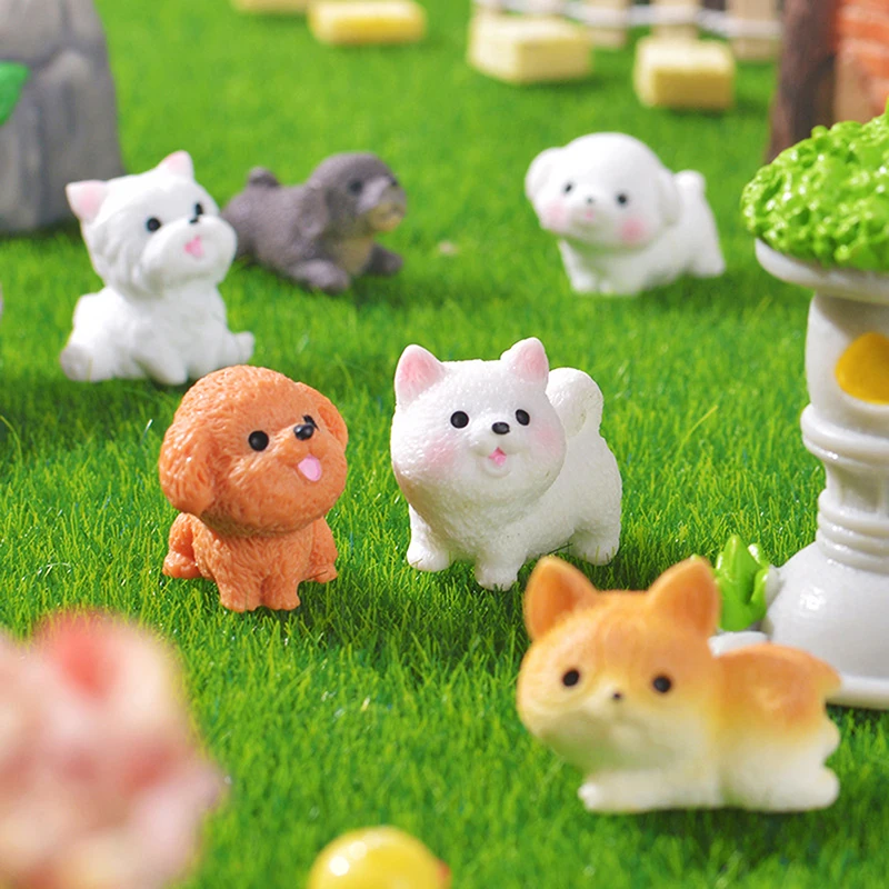 Figuras en miniatura de accesorios de escritorio, adornos de micropaisaje de perro de simulación de dibujos animados para decoración del hogar, 1 ud.