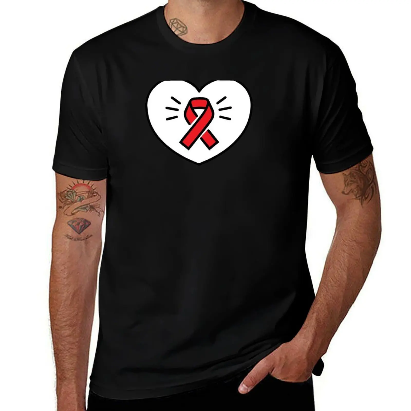 

Aid's Day Unity symbol T-Shirt tops cute clothes basketball graphic tees korean fashion t shirts for men cotton