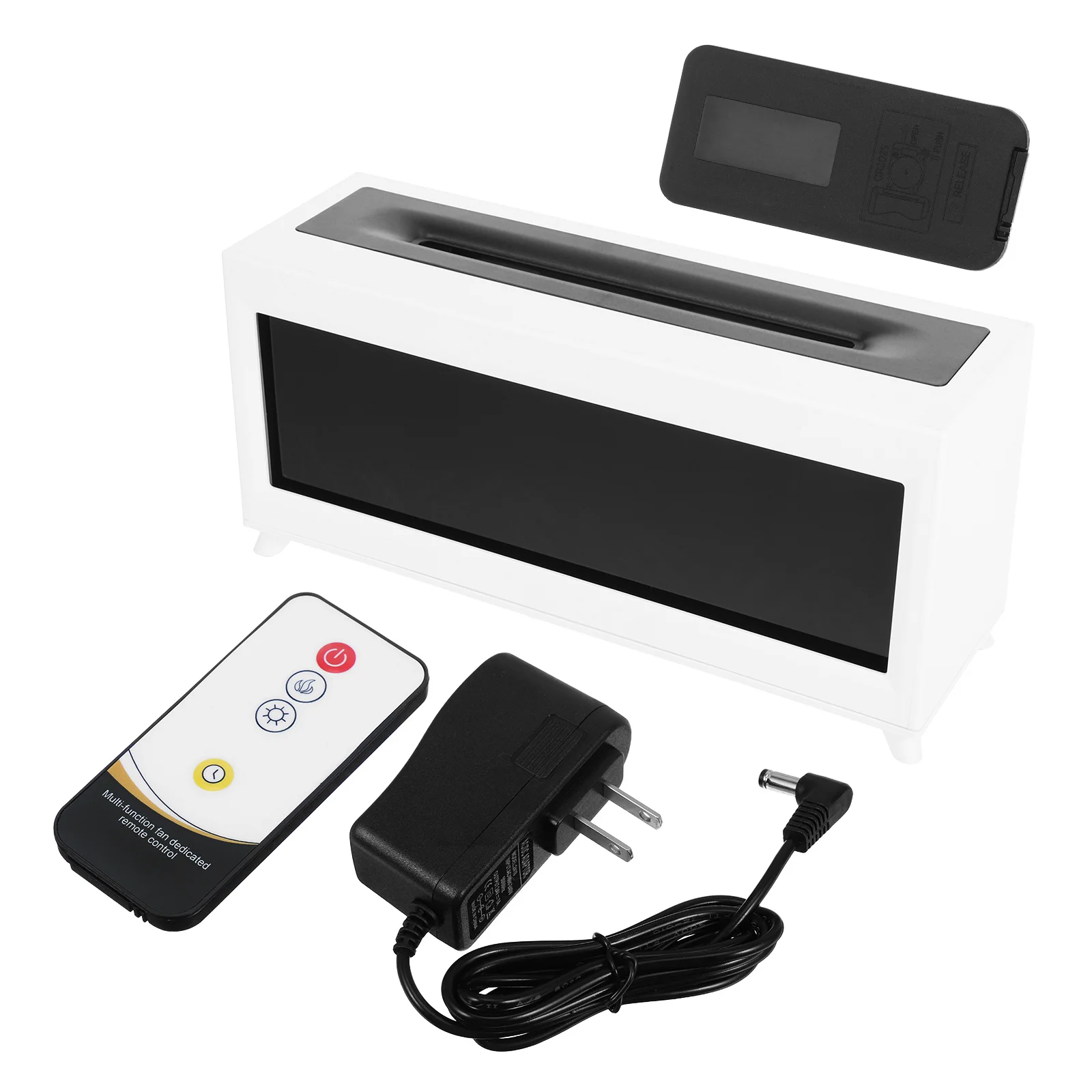 

Flame Diffuser Remote Controlled White Simulated Fireplace Mini Humidifier Aromatherapy Essential Oil Diffuser Cool Mist