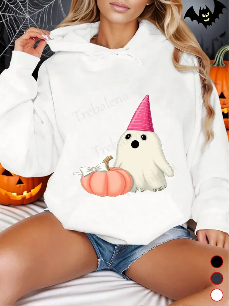 Women'S Halloween Hoodie Sexy Pumpkin Graphic Pullover Sweatshirt with Drawstring Hood, Cozy Fall & Winter Outfit for Halloween