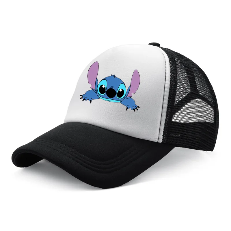 Stitch Hat Print Cartoon Peaked Hat Summer Travel Sun Hat Men's and Women's Fashion Mesh Hat Boys Girls Anime Kawaii Cartoon