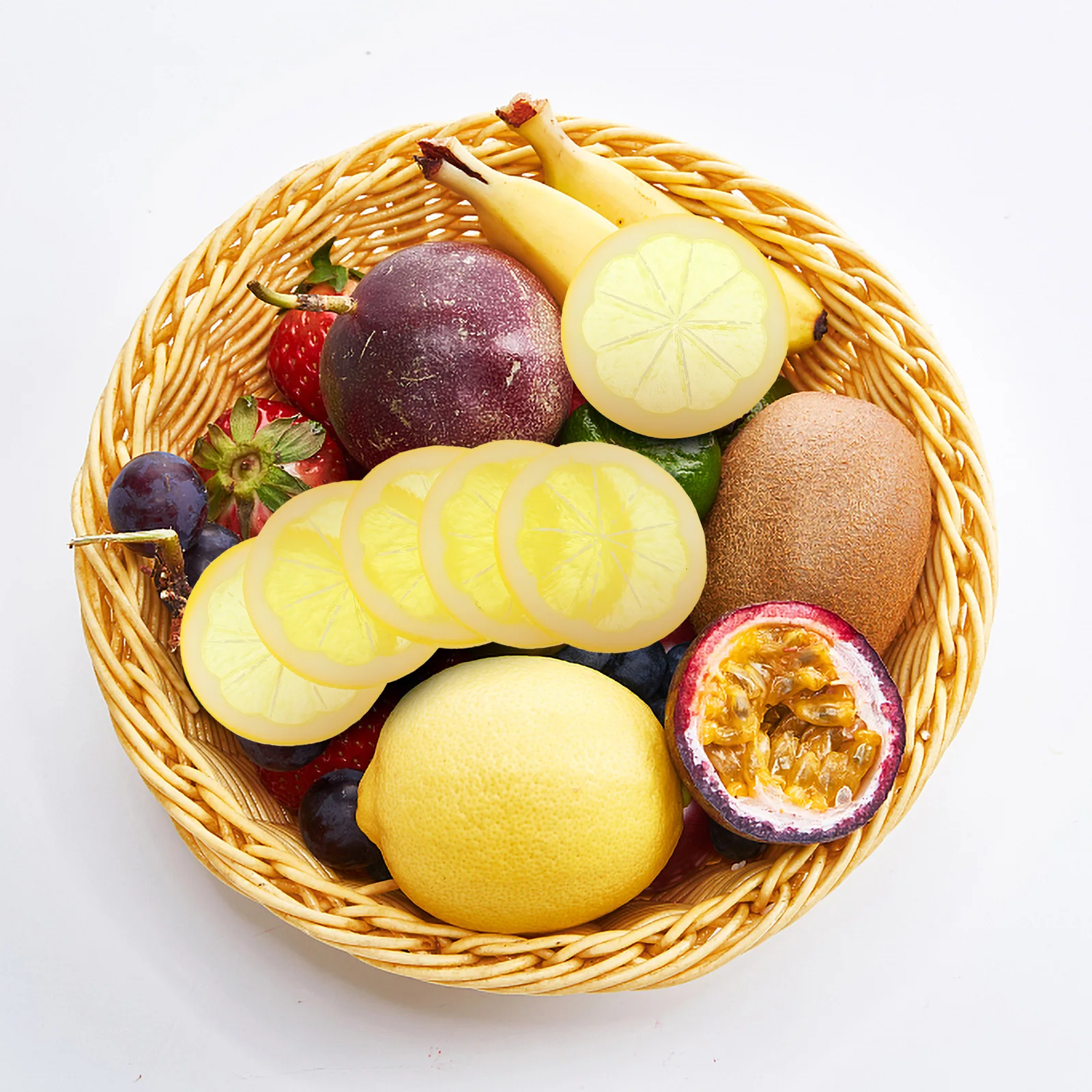 

6 Pcs Plastic Lemon Slices Fake Fruit Decorations Lifelike PVC Lemon Model Kitchen Props Home Office Mall