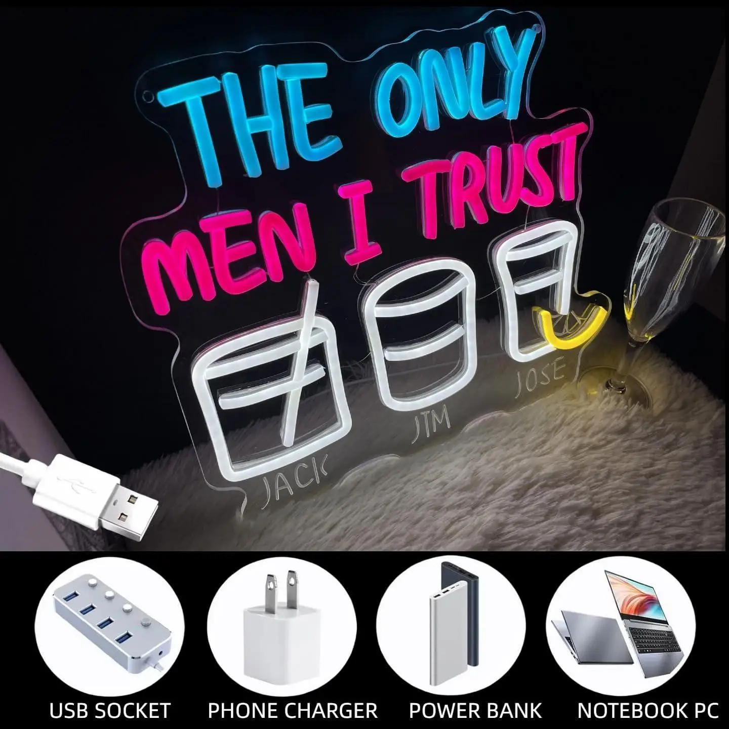 Neon Sign 'The Only Man I Trust' - usage example