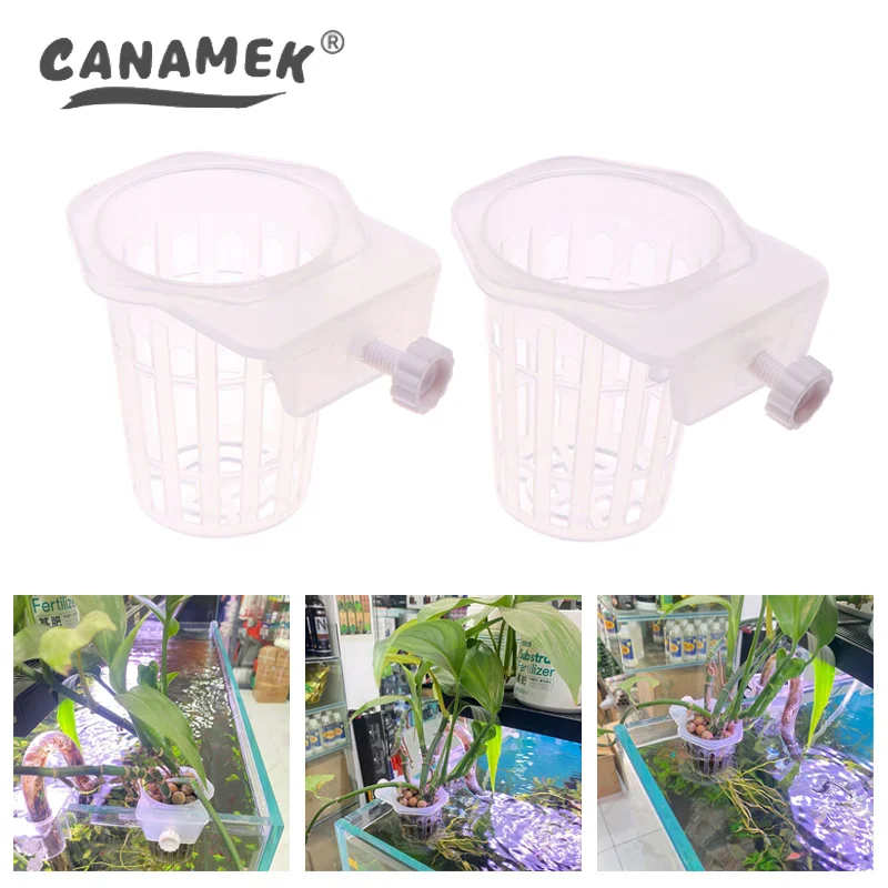 1/2Pcs Aquatic Plant Cup Hollowed Out Wall-mounted Reduce Nitrate Emersed Plant Hydroponic Planting Cup Fish Tank Accessories