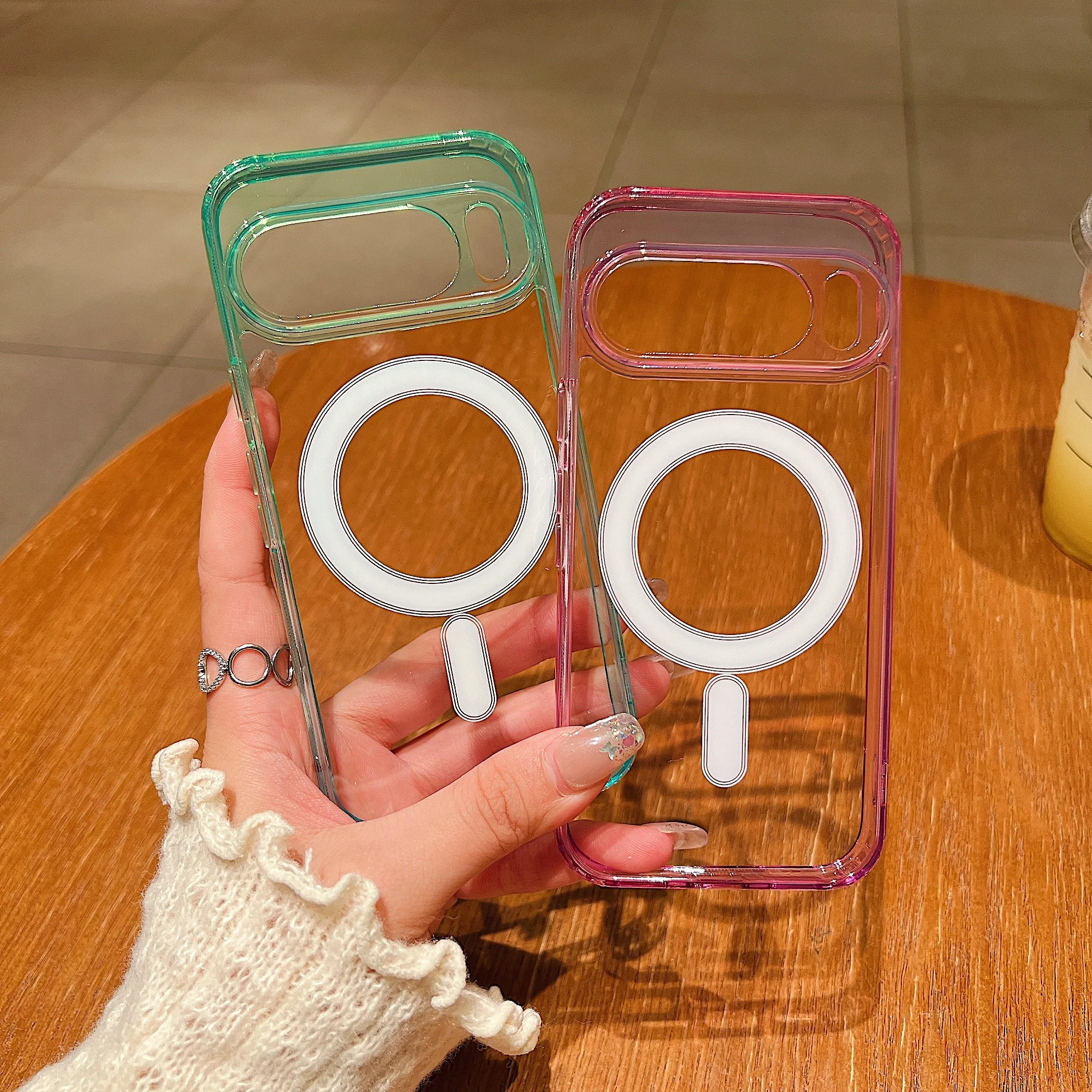 Pixel 10Pro Double Color Gradient for Magsafe Magnetic Case For Google Pixel 10 Pro Transparent Ultra Thin Wireless Charge Cover - náhled 6