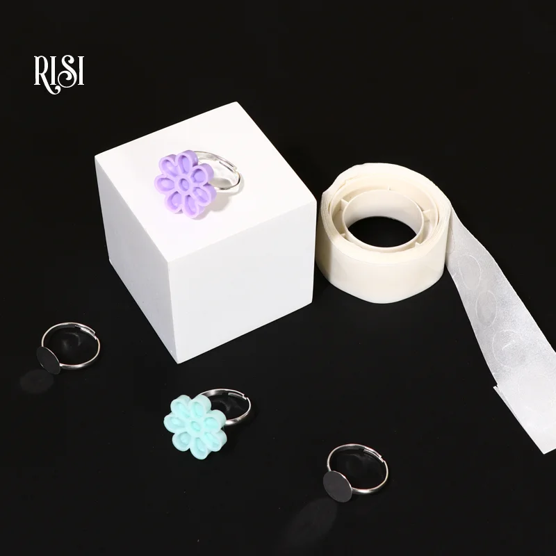 RISI 10pcs/Lot Wholesale Reusable Eyelash Glue Rings Holder Eyelash Extension Tools Lash Adhesive Cup Lash Supplies