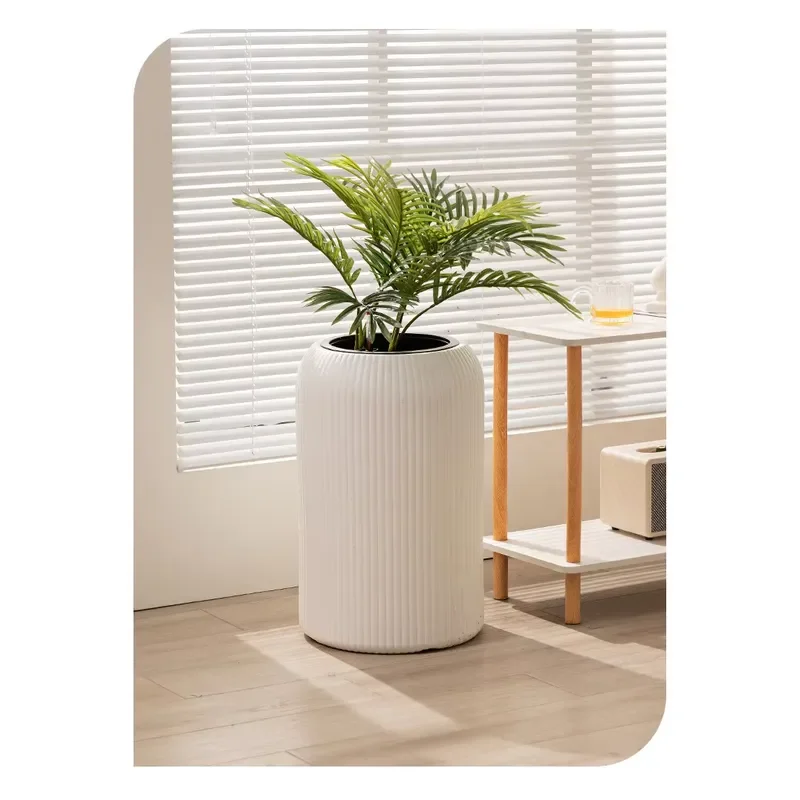 for Cheap Large Size Plastic Cylinder Plant Pot Luxury Modern Vertical PP Garden Planter for Hotel
