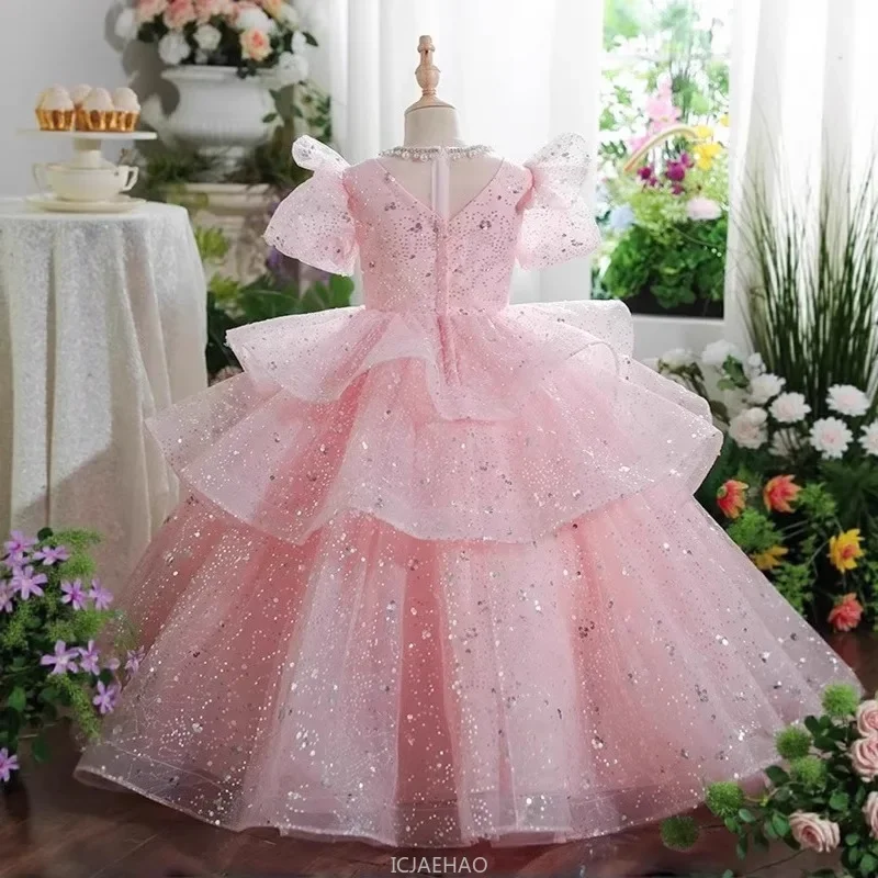 

Elegant Girls Princess Dress Clothes Birthday Party Pageant Gown Kids Performance Clothes Children Summer Outfit Girl Dresses