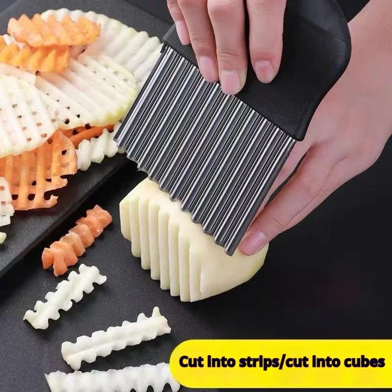 

Stainless Steel Wave Knife Potato Cutting French Fry Knife Kitchen Cutter Wolf Fang Tool Potato Knife for Cutting Vegetables