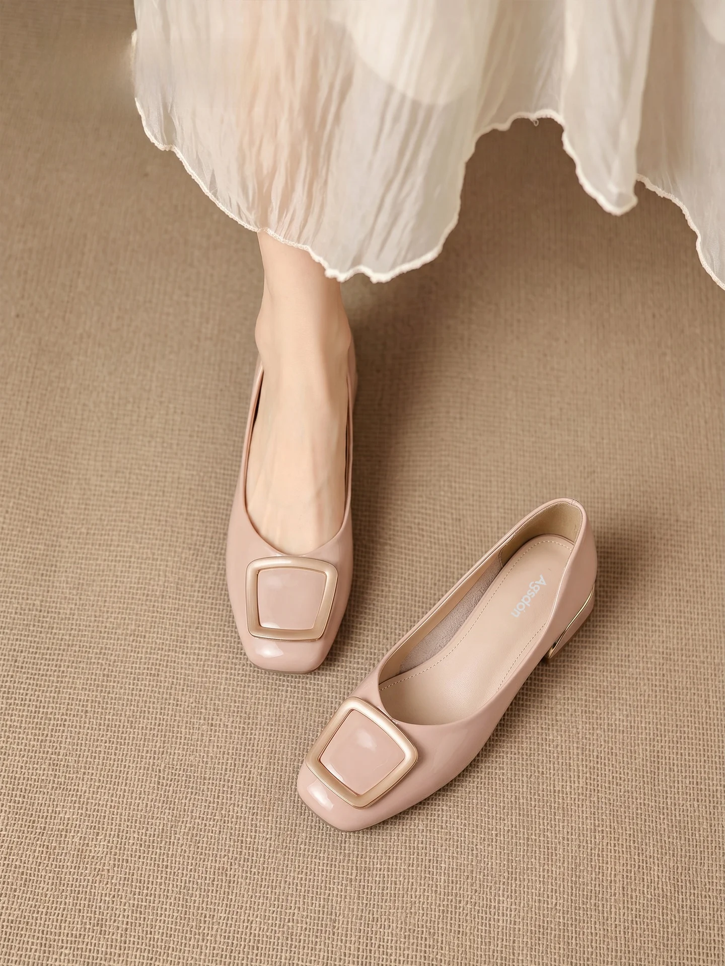 Agsdon Mary Janes Women's Shoes Buckle Strap Platform Sandals Summer Slip-On round Toe Chunky Heel Fashion Footwear in Nude C...