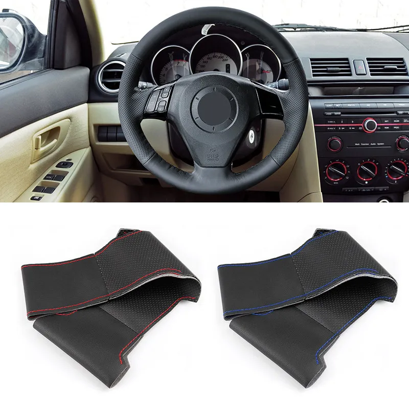 For Old Mazda 3 Mazda 5 Mazda 6 Pentium B70 2004 2005 2006 2007 2008 2009 Car Steering Wheel Perforated Microfiber Leather Cover