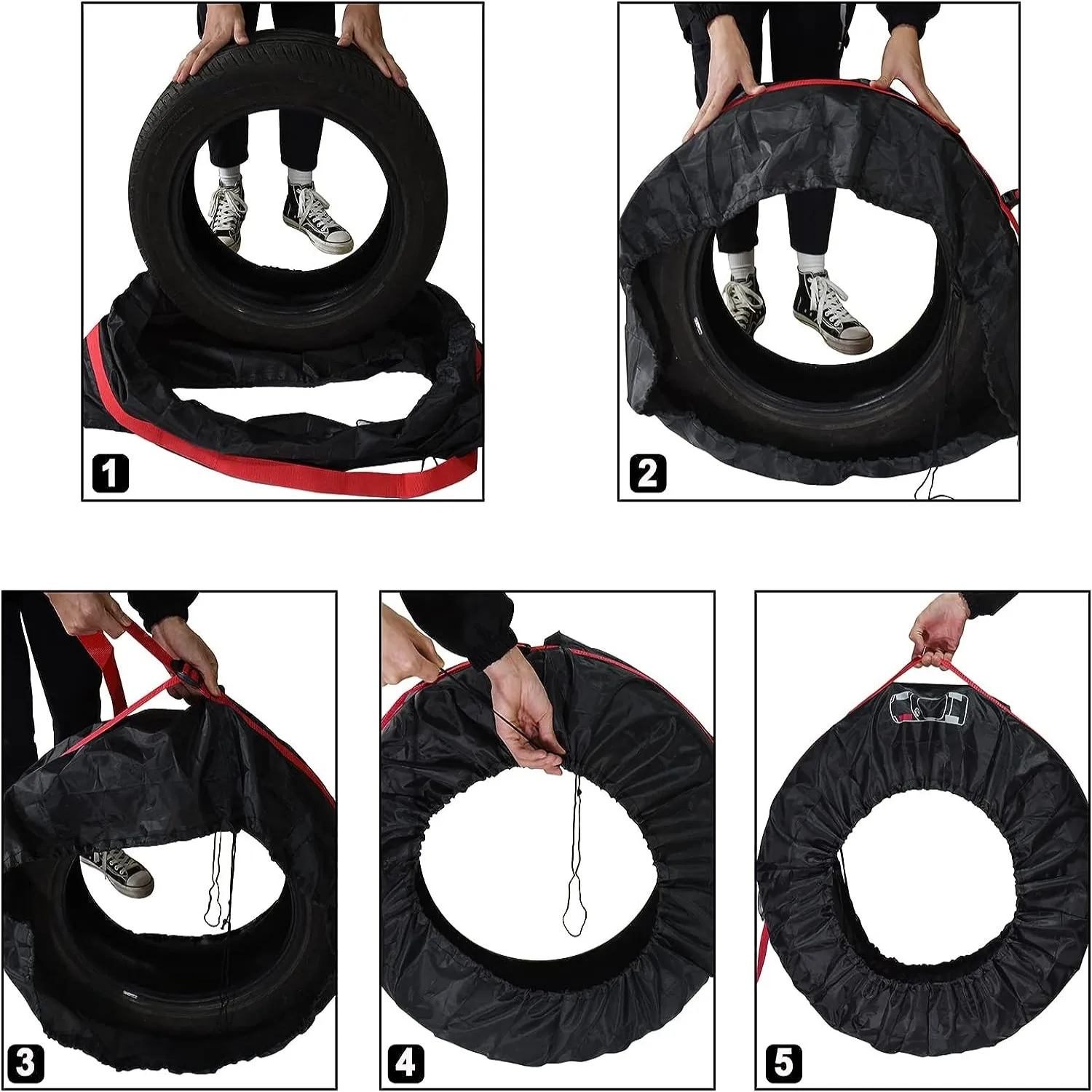 2023 Car Spare Tire Cover Case Polyester Auto Wheel Tire Storage Bags Vehicle Tyre Accessories Dust-proof Protector Styling