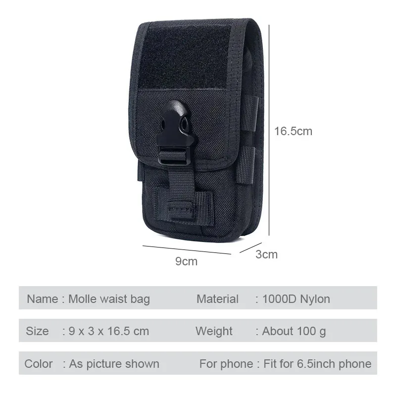 Double Layer Molle Phone Pouch Mobile Phone Case Holder Outdoor Sports Hiking Camping Hunting EDC Tool Waist Bag