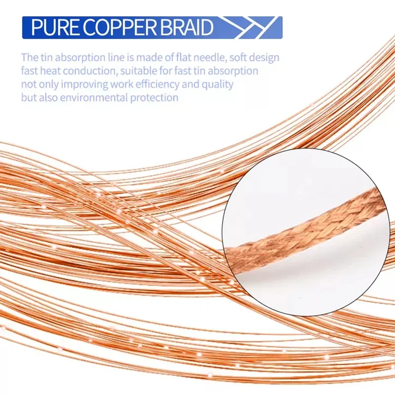 PCB بغا أداة لحام ديسولديرينغ Braid1.0/1.5/2.0/2.5/3.0/3.5/4.0 مللي متر لحام مزيل الفتيل سلك لحام القصدير مصاصة 1.5 متر